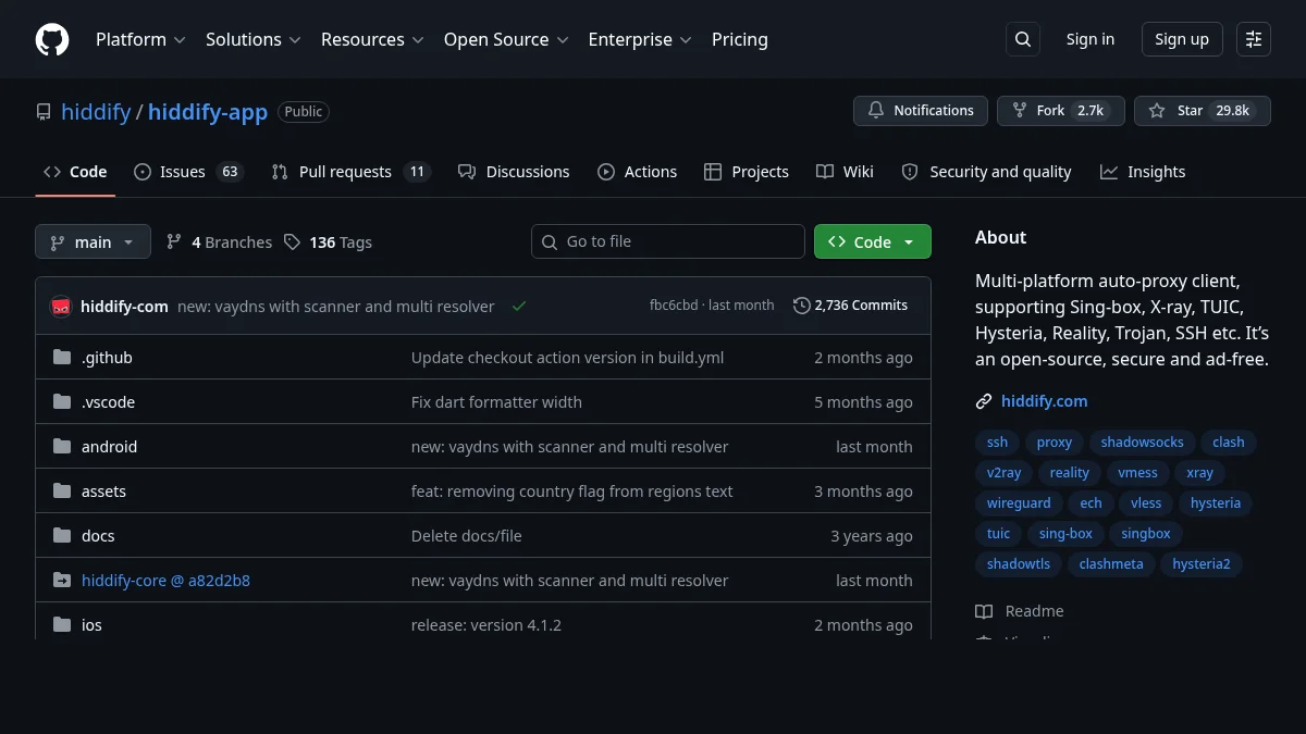 Hiddify: что это за клиент и как добавить подписку: изображение из источника Hiddify App GitHub