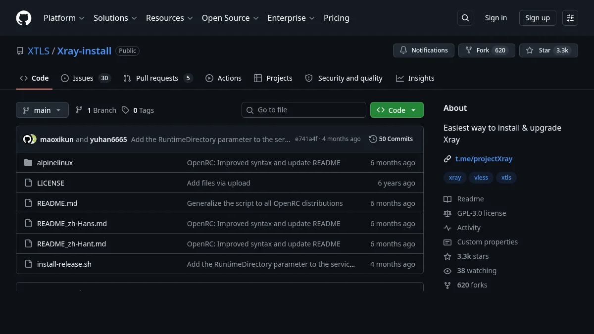 Linux: настройка VLESS через GUI, CLI и systemd: изображение из источника XTLS/Xray-install GitHub
