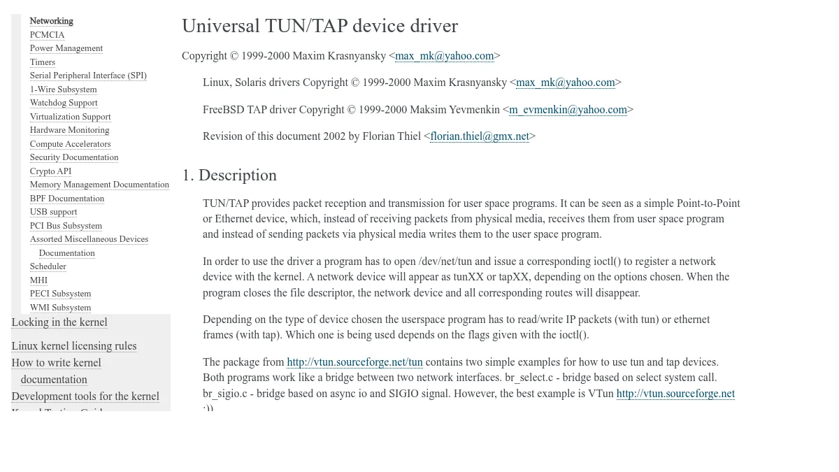 TUN mode: что это за режим в VPN и proxy-клиентах: изображение из источника Linux Kernel Documentation: Universal TUN/TAP device driver