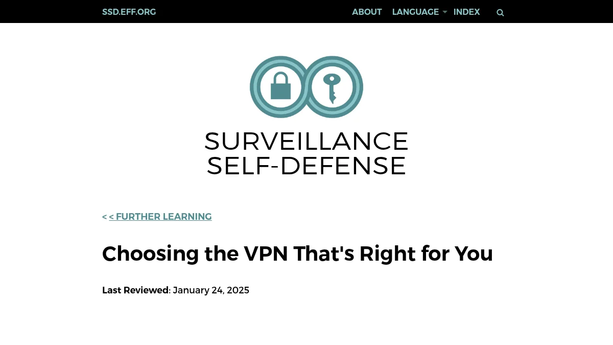 Что VPN не скрывает: границы приватности без мифов: изображение из источника EFF Surveillance Self-Defense: Choosing the VPN That's Right for You