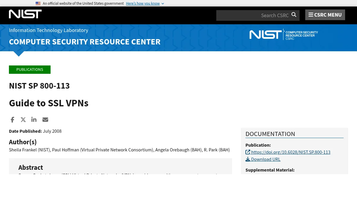 Что такое VPN и как он работает: изображение из источника NIST SP 800-113: Guide to SSL VPNs